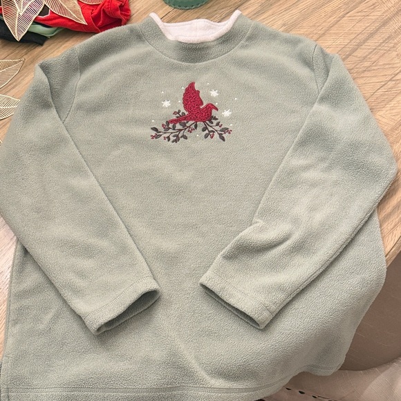 croft & barrow Sweaters - Croft & Barrow Sage Sweater with Red Bird Design